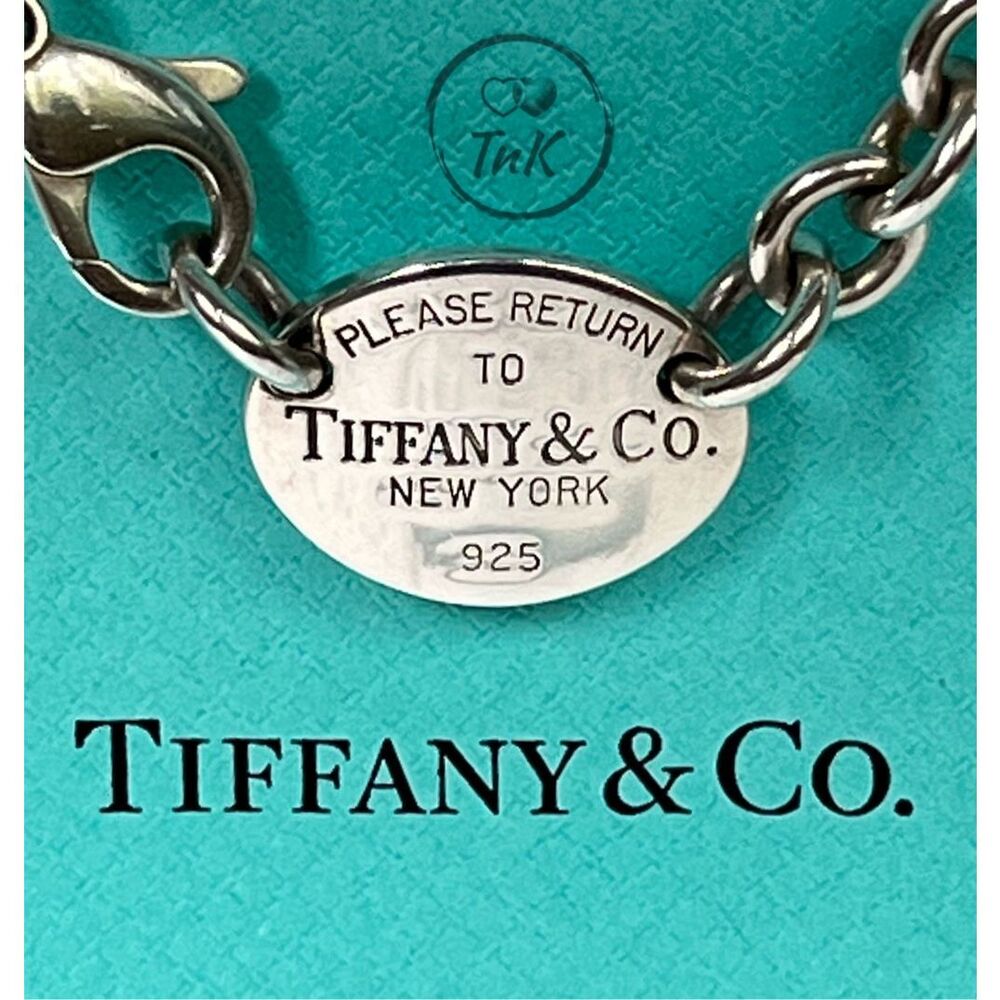 Tiffany & Co Return To Tiffany Oval Tag Choker Necklace- 925 Silver - 15.5" - Picture 12 of 16